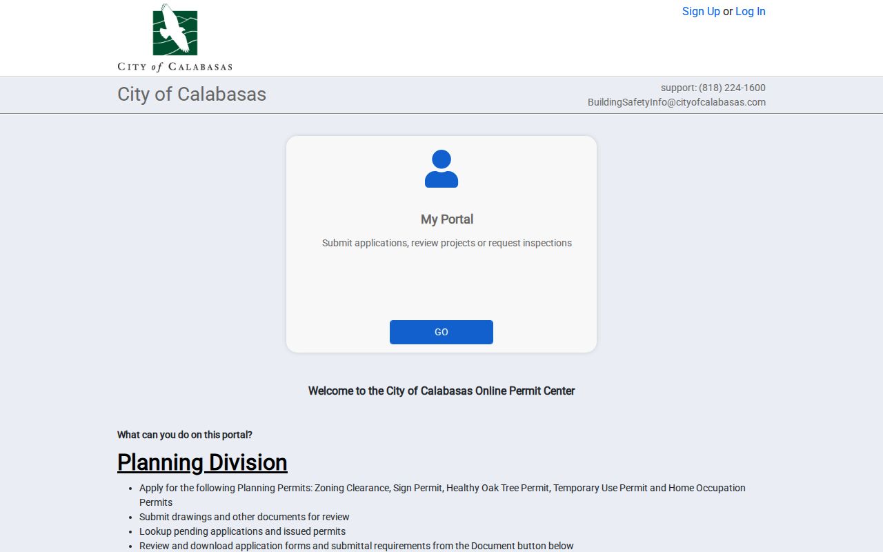 Calabasas people search SmartGov planning and permit portal