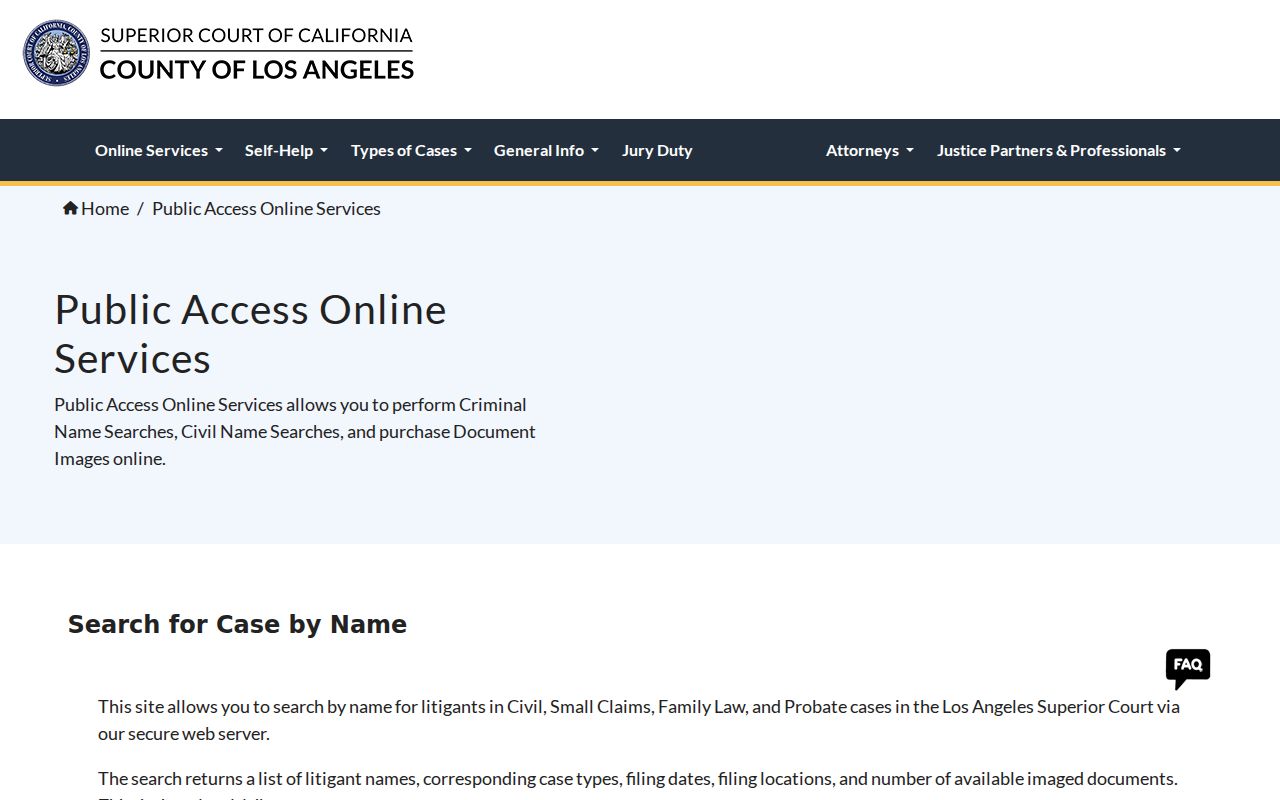 Calabasas people search LA Superior Court civil name search