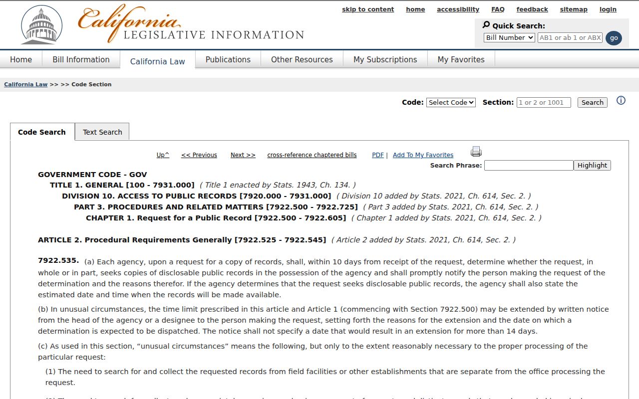 Calabasas voter records and California public records deadline statute