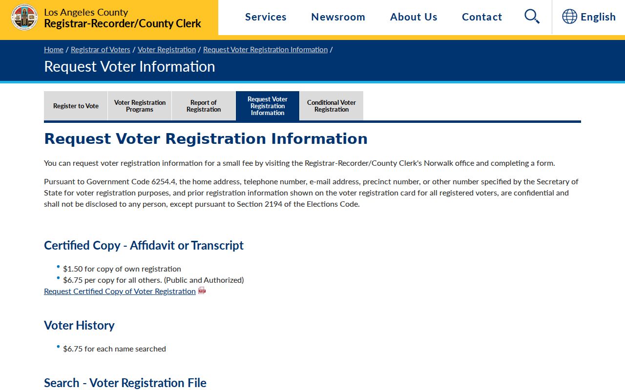 Calabasas voter records request through Los Angeles County